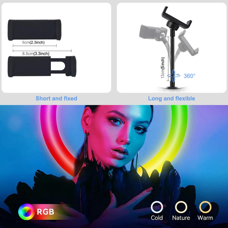 Ring Light RGB com Controle Remoto para Smartphone